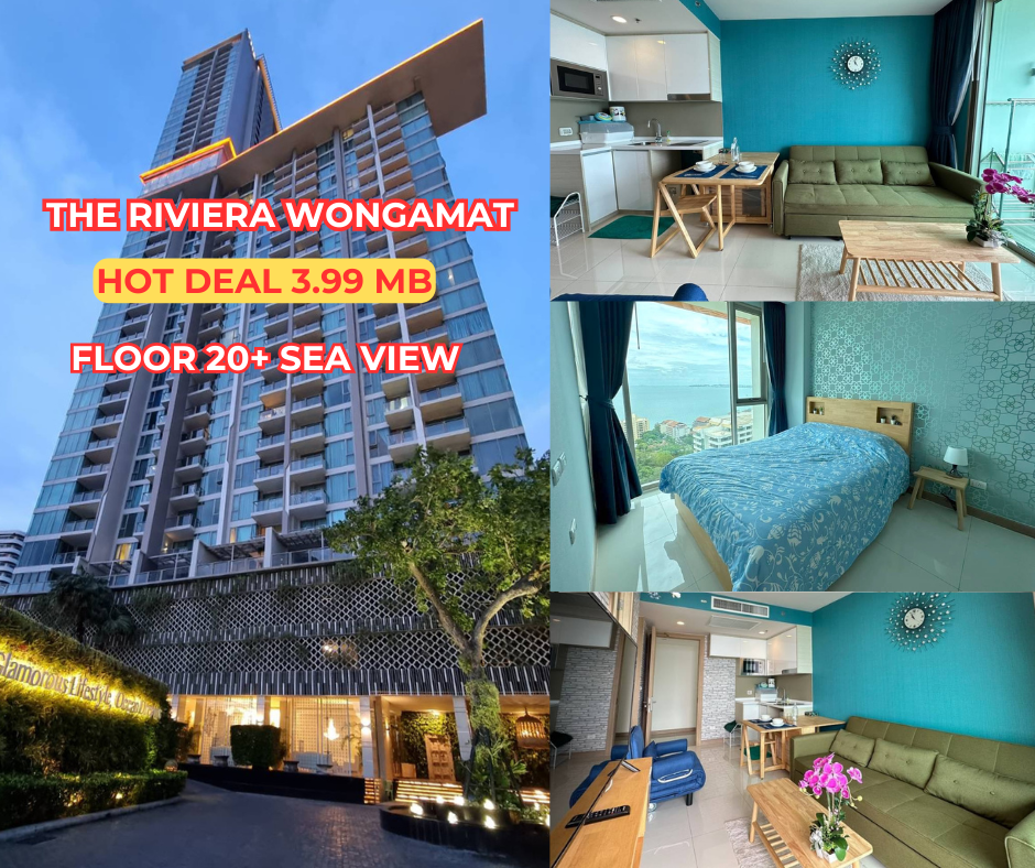 Riviera Wongamat🔥Thai Name Building 1 Bedroom (35sq.m) Sale 3.99 MB  Seaview Floor 20+